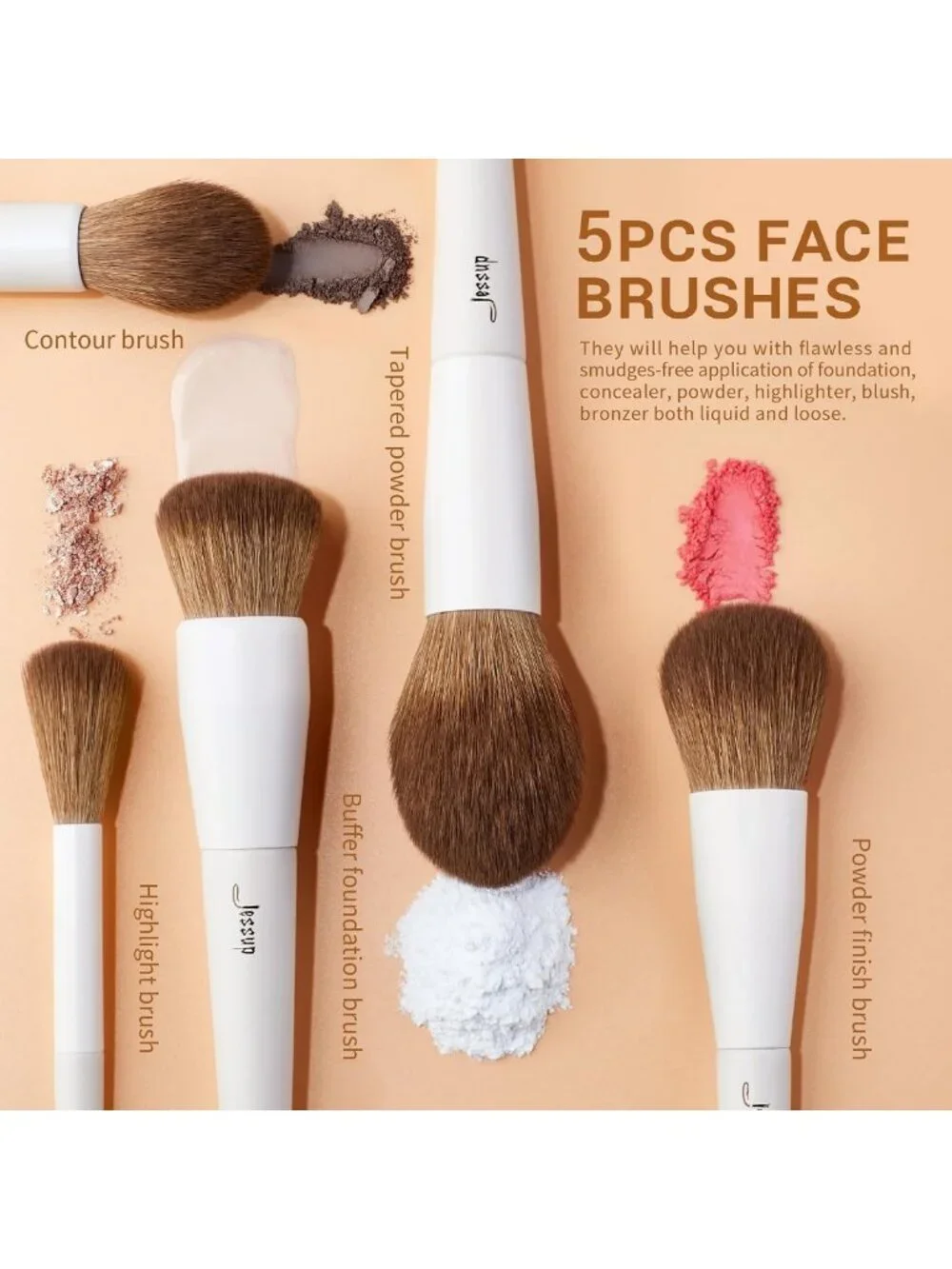 14-Piece Premium Synthetic Makeup Brush Set for Foundation, Contour, Blush
